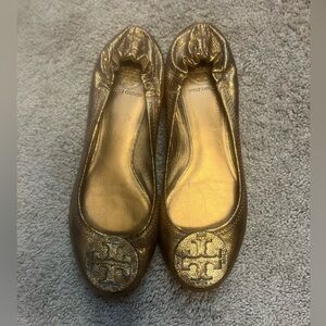 Tory Burch Metallic Gold Flats